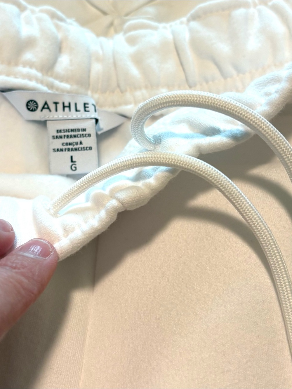 Athleta Forever Fleece Joggers White & Black PinStripe, Size L NWT - Picture 6 of 7